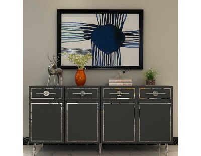 Buffet en aggloméré 4 portes Belly (Anthracite, Argenté)