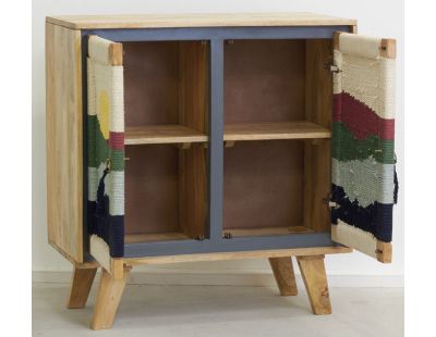 Buffet artisanal en manguier et coton tissé SUNSET (2 portes)