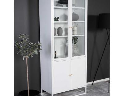 Buffet en métal 2 portes vitrées et 2 portes en métal Bakal (Blanc)