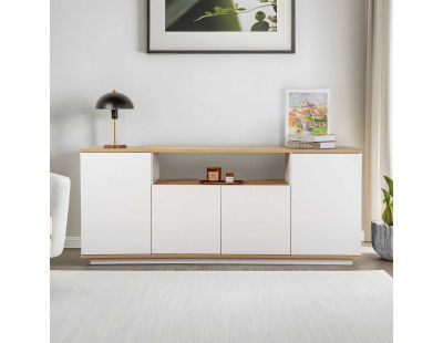 Buffet 4 portes en aggloméré Arista (Blanc et Chêne)