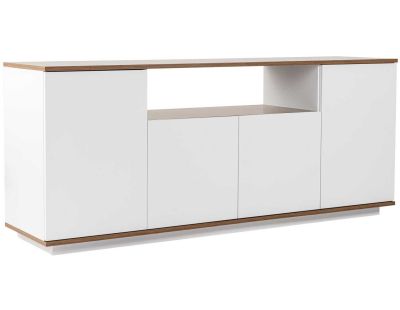 Buffet 4 portes en aggloméré Arista (Blanc et Noyer)