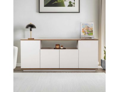Buffet 4 portes en aggloméré Arista (Blanc et Noyer)