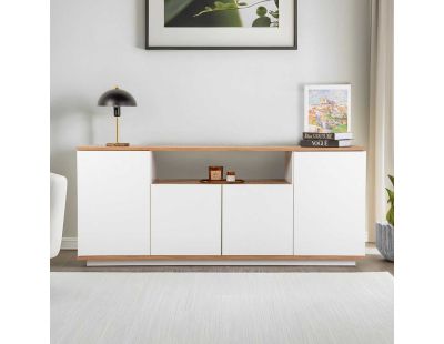 Buffet 4 portes en aggloméré Arista (Blanc et Pin)