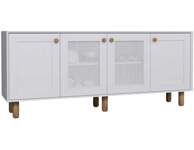 Buffet 4 portes en aggloméré Bohemian (Blanc avec cannage blanc (2 portes))