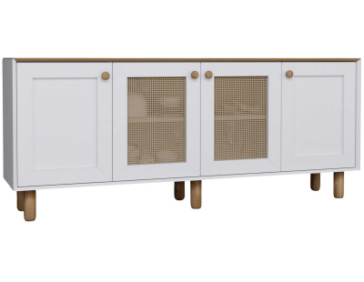 Buffet 4 portes en aggloméré Bohemian (Blanc avec cannage (2 portes))