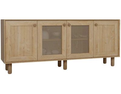 Buffet 4 portes en aggloméré Bohemian (Noyer avec cannage (2 portes))