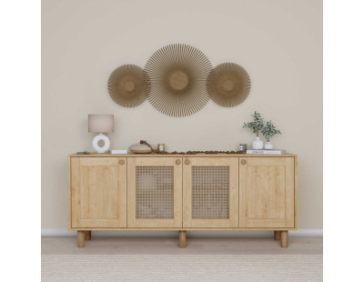 Buffet 4 portes en aggloméré Bohemian (Noyer avec cannage (2 portes))
