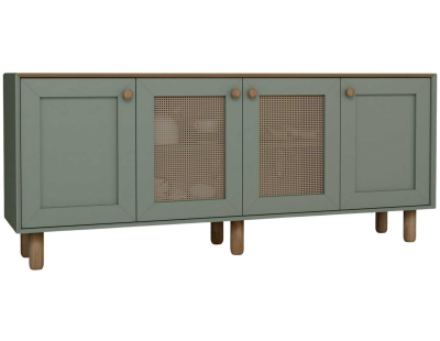 Buffet 4 portes en aggloméré Bohemian (Vert avec cannage (2 portes))