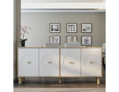 Buffet 4 portes en aggloméré Deren Bohem (Blanc)