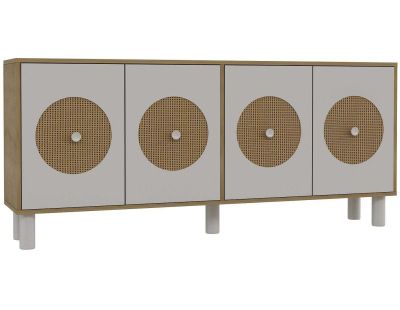 Buffet 4 portes en aggloméré Deren Bohem (Chêne et blanc)