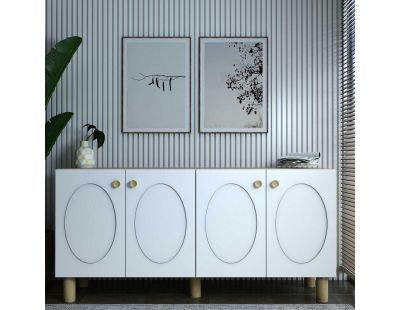 Buffet 4 portes en aggloméré Elisa Bohem (Blanc)