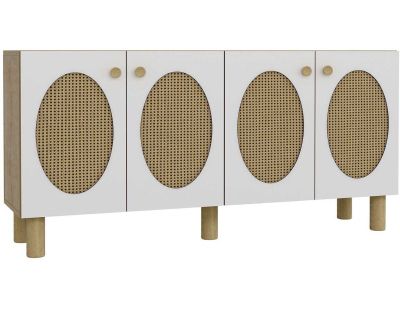 Buffet 4 portes en aggloméré Elisa Bohem (Blanc et chêne)