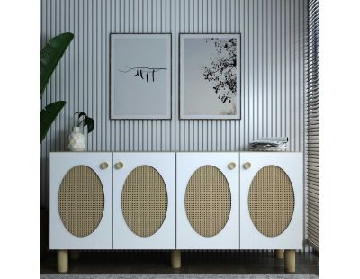 Buffet 4 portes en aggloméré Elisa Bohem (Blanc et chêne)