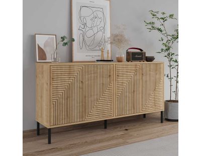 Buffet 4 portes en aggloméré Evolet (Chêne)