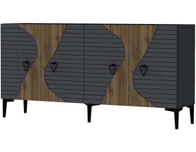 Buffet 4 portes en aggloméré Genus (Noyer et anthracite)
