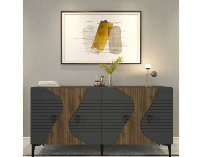 Buffet 4 portes en aggloméré Genus (Noyer et anthracite)