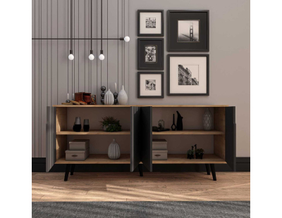 Buffet 4 portes en aggloméré Latina Modern (Anthracite et chêne)
