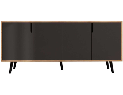Buffet 4 portes en aggloméré Latina Modern (Anthracite et chêne)