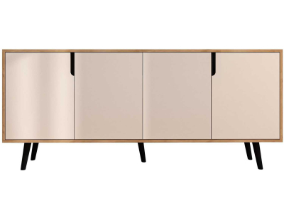 Buffet 4 portes en aggloméré Latina Modern (Blanc et chêne)