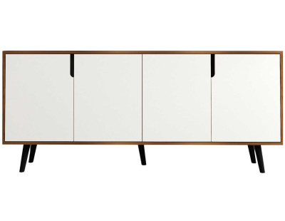 Buffet 4 portes en aggloméré Latina Modern (Blanc et noyer)
