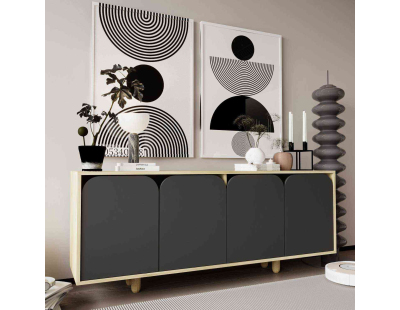Buffet 4 portes en aggloméré Lazio Bohem (Anthracite)