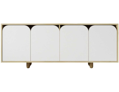 Buffet 4 portes en aggloméré Lazio Bohem (Blanc et chêne)