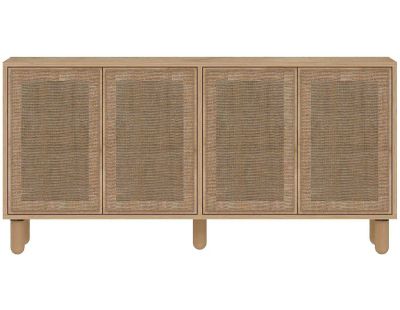 Buffet 4 portes en aggloméré Leıla (Chêne avec jute)