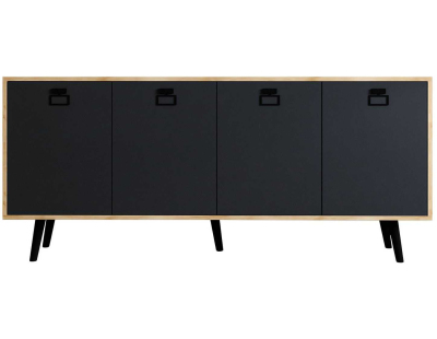Buffet 4 portes en aggloméré Mirza Modern (Anthracite et chêne)