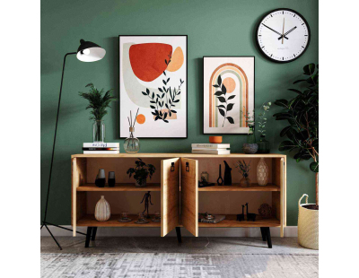 Buffet 4 portes en aggloméré Mirza Modern (Chêne)