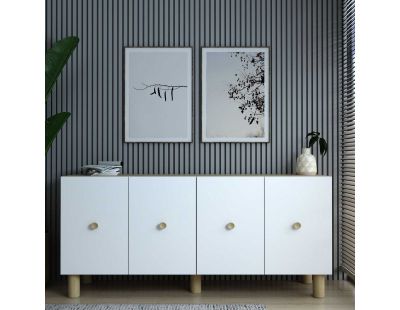 Buffet 4 portes en aggloméré Mono Bohem (Blanc)