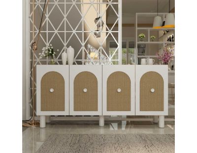 Buffet 4 portes en aggloméré Notre Bohem (Chêne et blanc)