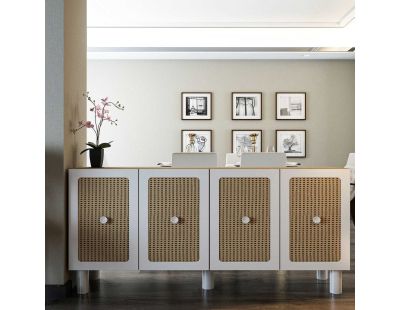 Buffet 4 portes en aggloméré Rosalinda (Chêne et blanc)