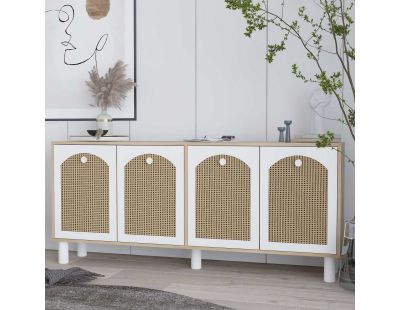 Buffet 4 portes en aggloméré Simple Bohem (Chêne et blanc)