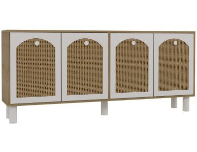 Buffet 4 portes en aggloméré Simple Bohem (Chêne et blanc)
