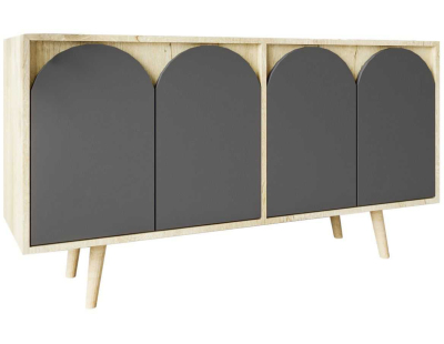 Buffet 4 portes en aggloméré Venezia (Anthracite et chêne)