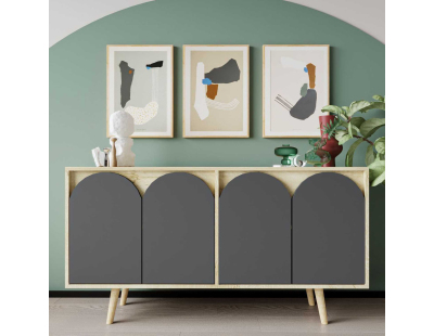 Buffet 4 portes en aggloméré Venezia (Anthracite et chêne)
