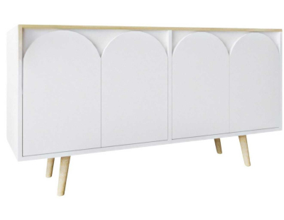 Buffet 4 portes en aggloméré Venezia (Blanc et chêne)