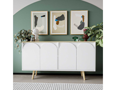 Buffet 4 portes en aggloméré Venezia (Blanc et chêne)