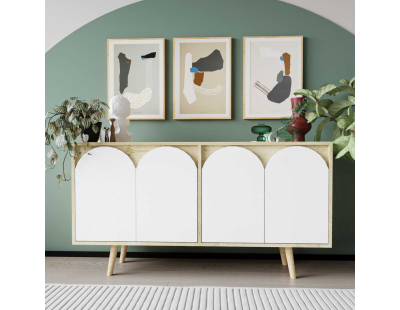 Buffet 4 portes en aggloméré Venezia (Chêne et blanc)