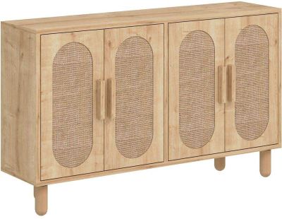 Buffet 4 portes en aggloméré Vera (Chêne avec jute)