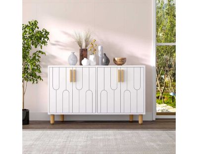 Buffet 4 portes en aggloméré Vincent (Blanc)