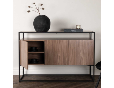 Buffet 3 portes en bois et acier Kingsport (Noyer)