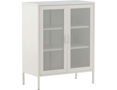 Buffet 2 portes grillagées en acier Misha (Blanc)