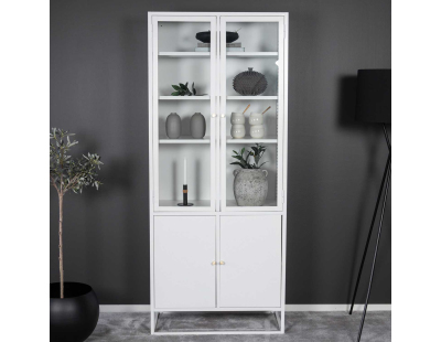 Buffet vitrine en acier 80 x 41 x 190 cm Bakal (Blanc)