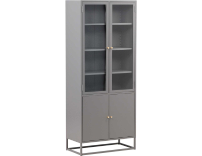 Buffet vitrine en acier 80 x 41 x 190 cm Bakal (Gris clair)