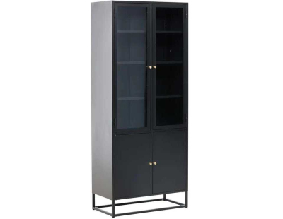Buffet vitrine en acier 80 x 41 x 190 cm Bakal (Noir)