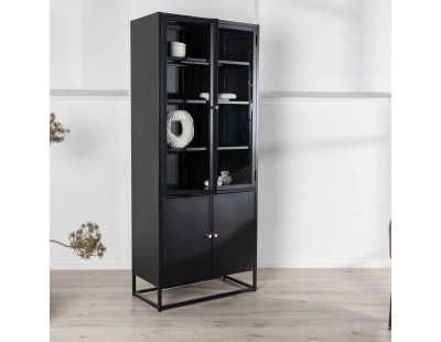 Buffet vitrine en acier 80 x 41 x 190 cm Bakal (Noir)