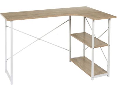 Bureau d'angle en bois et métal Job (Blanc)