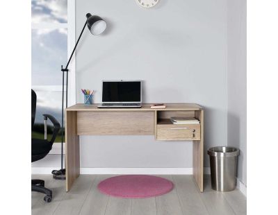 Bureau avec rangements en aggloméré Connor (Noyer clair)