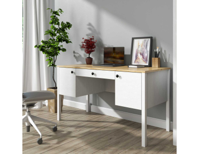 Bureau avec rangements en aggloméré Frannie (2 placards et 1 tiroir)